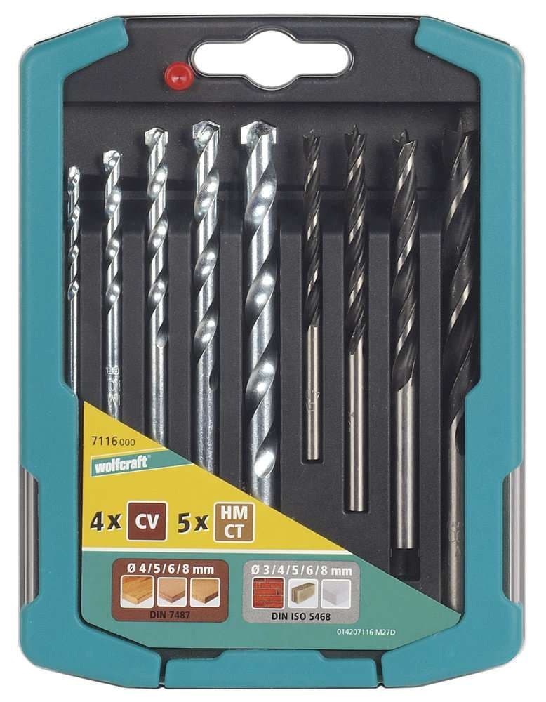 Wolfcraft Set burgija za drvo-kamen 9 kom. 7116000