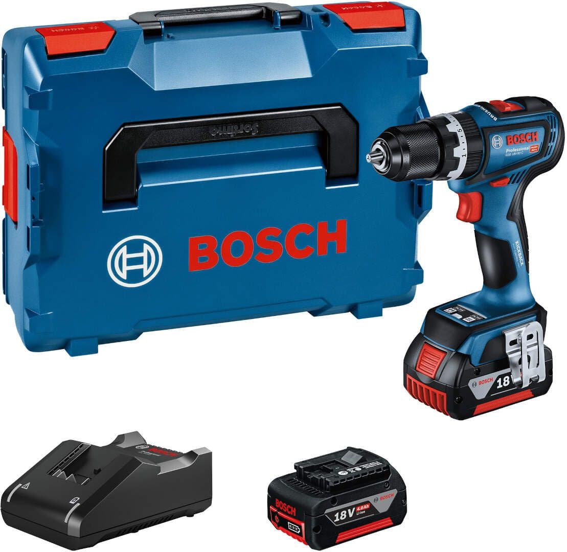 Akumulatorska vibraciona bušilica, odvrtač Bosch GSB 18V-90 C, 2x4,0Ah, L-Boxx, 06019K6103