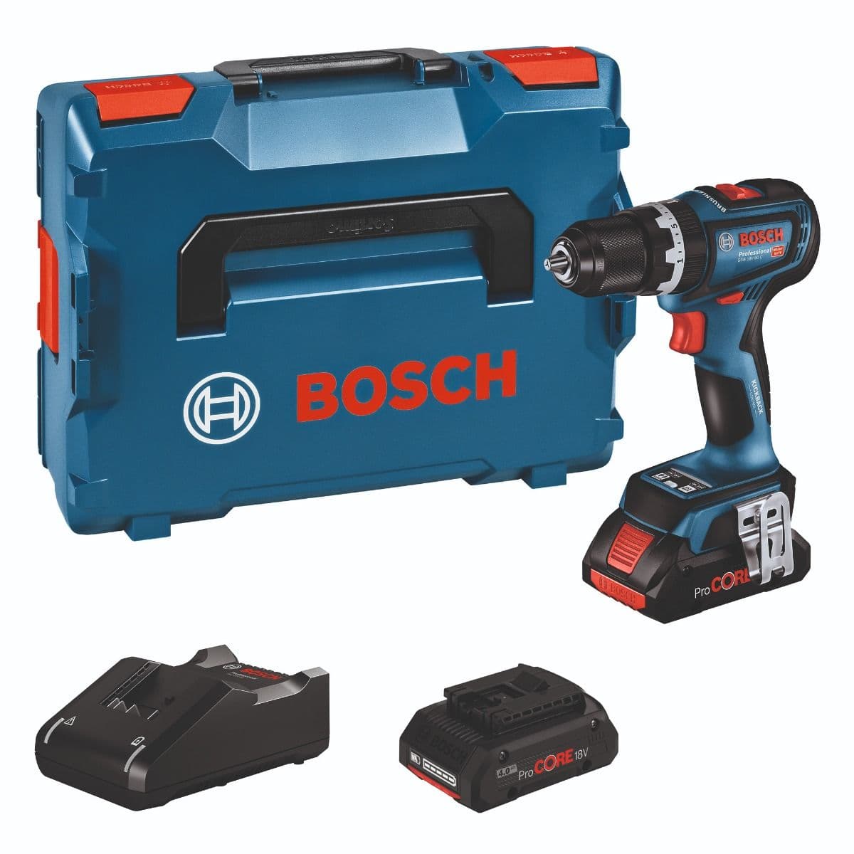 Akumulatorska vibraciona bušilica, odvrtač Bosch GSB 18V-90 C, 2x4,0Ah ProCORE, L-Boxx, 06019K6105