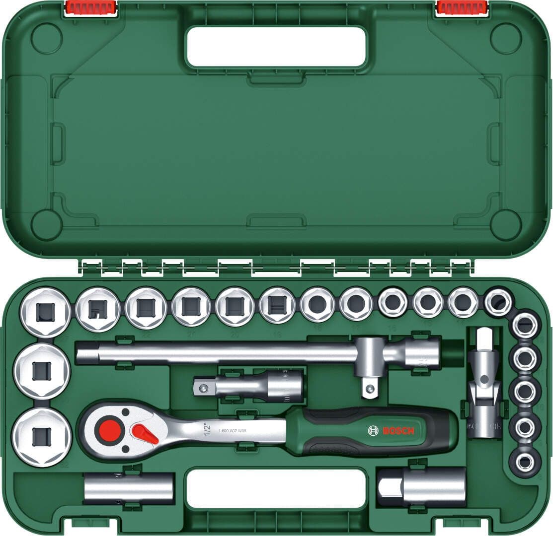 Bosch 25-delni set nasadnih ključeva i nastavaka sa čegrtaljkom 1/2", 1600A02Z9F