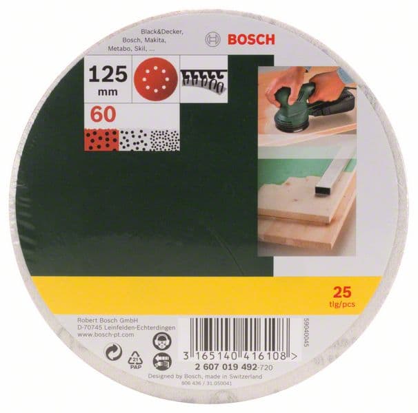 Bosch 2607019492 25-delni set brusnih listova za ekscentar brusilicu, granulacija 60