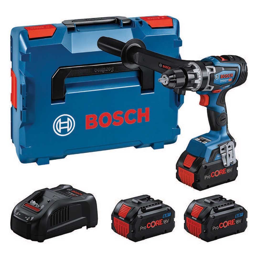 Bosch akumulatorska vibraciona bušilica GSB 18V-150 C + 3x ProCore baterije 18V 8.0 Ah + GAL 1880 CV, 0615A5002Y