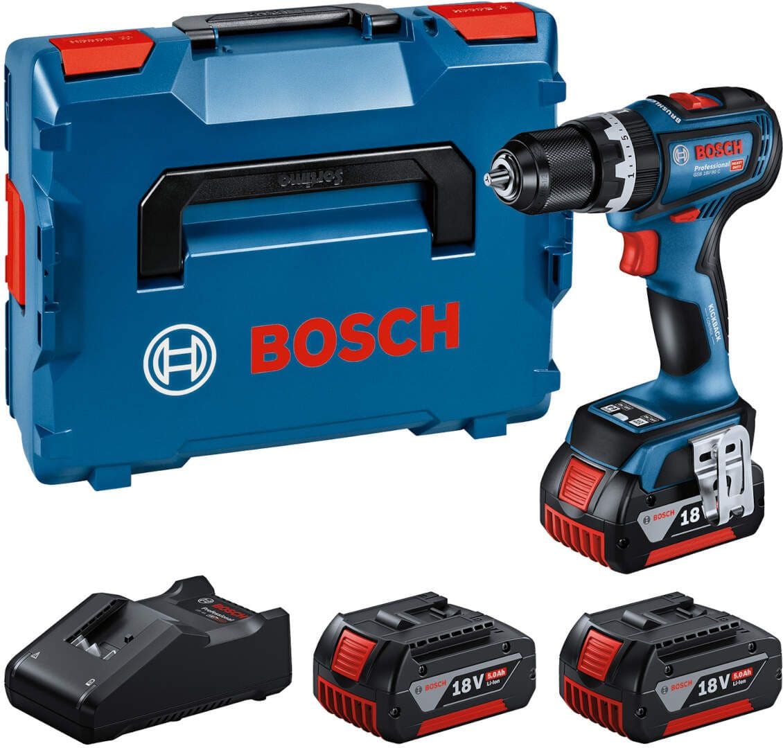 Bosch akumulatorska vibraciona bušilica/odvijač GSB 18V-90 C + 3x PC 18V 4.0 Ah + GAL 18V-40 + L-BOXX, 0615A5002W