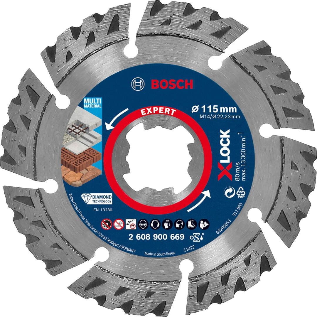 Bosch EXPERT MultiMaterial X-LOCK dijamantska rezna ploča 115 x 22, 23 x 2, 4 x 12 mm, 2608900669
