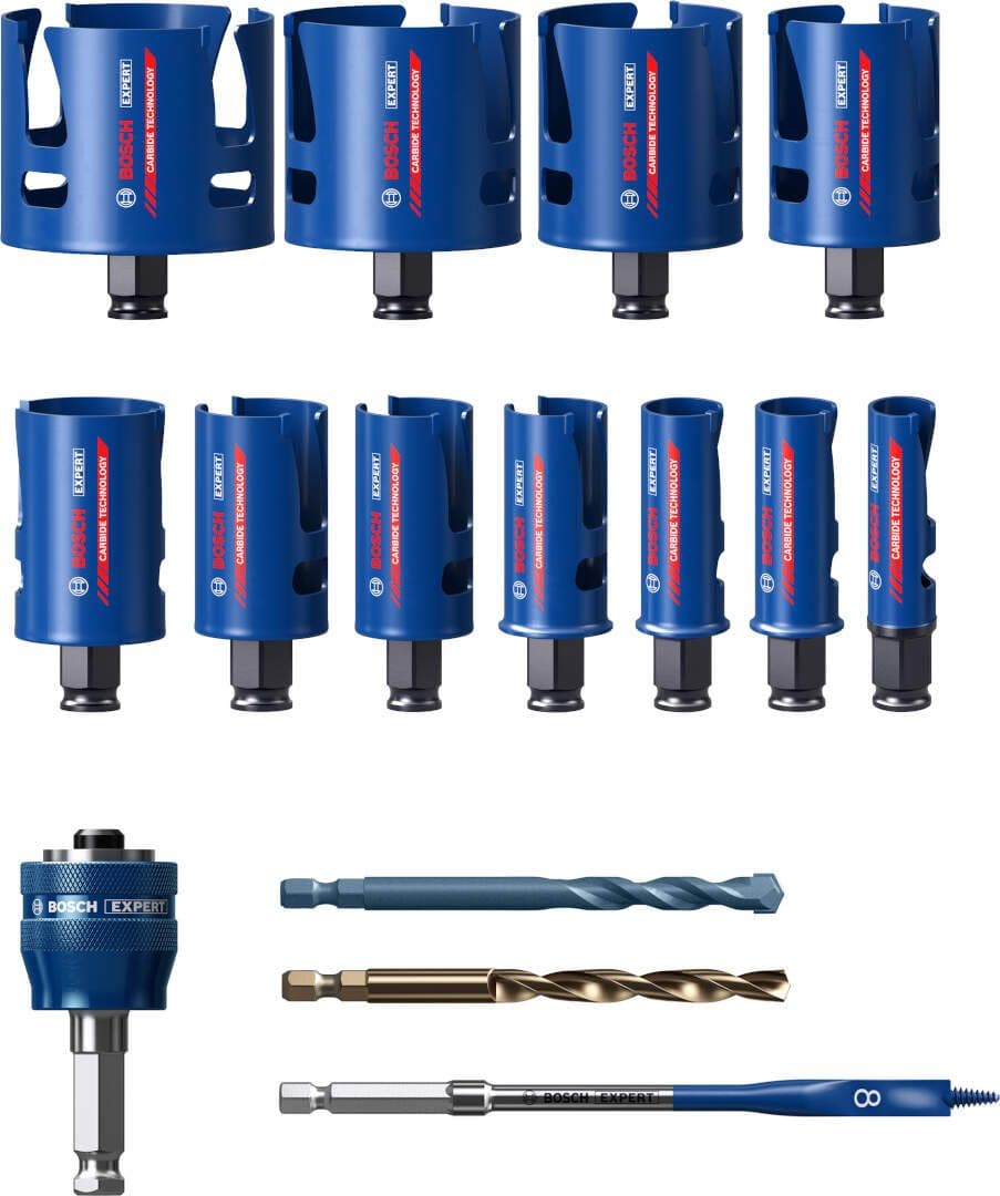 Bosch komplet EXPERT Construction Material testera za otvore od 20/22/25/32/35/40/44/51/60/68/76 mm, 15-delni, 2608900489