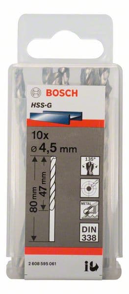 Bosch 2608595061 Burgije za metal HSS-G, DIN 338, 4.5x47x80mm, 10/1