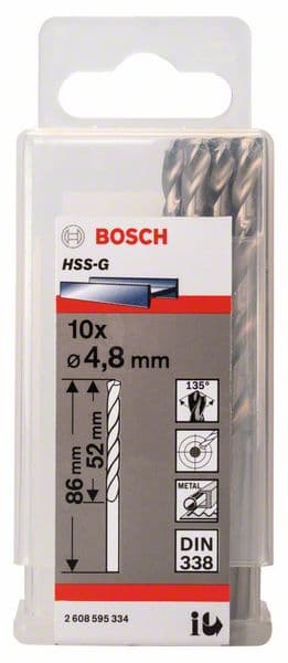 Bosch 2608595334 Burgije za metal HSS-G, DIN 338, 4.8x52x86mm, 10/1