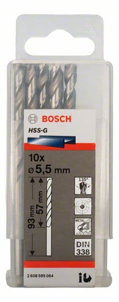Bosch 2608595064 Burgije za metal HSS-G, DIN 338, 5.5x57x93mm, 10/1