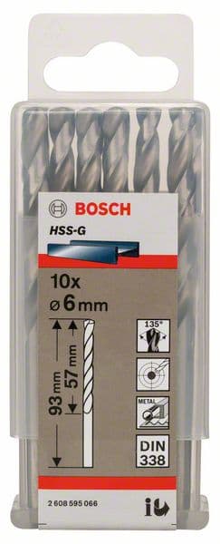 Bosch 2608595066 Burgije za metal HSS-G, DIN 338, 6x57x93mm, 10/1