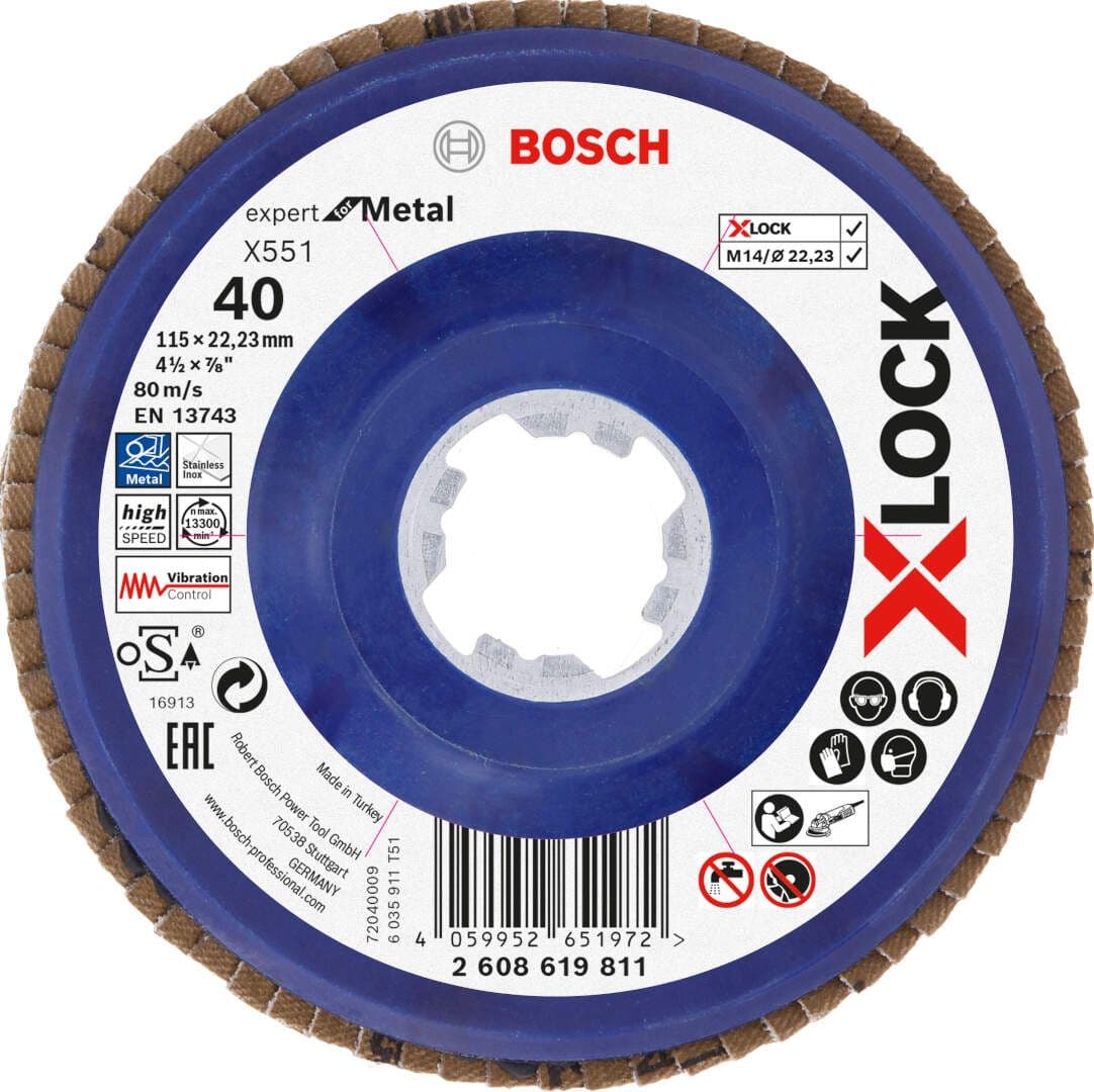 Bosch X-LOCK flap disk X551 P40 115 mm ravni, 2608619811