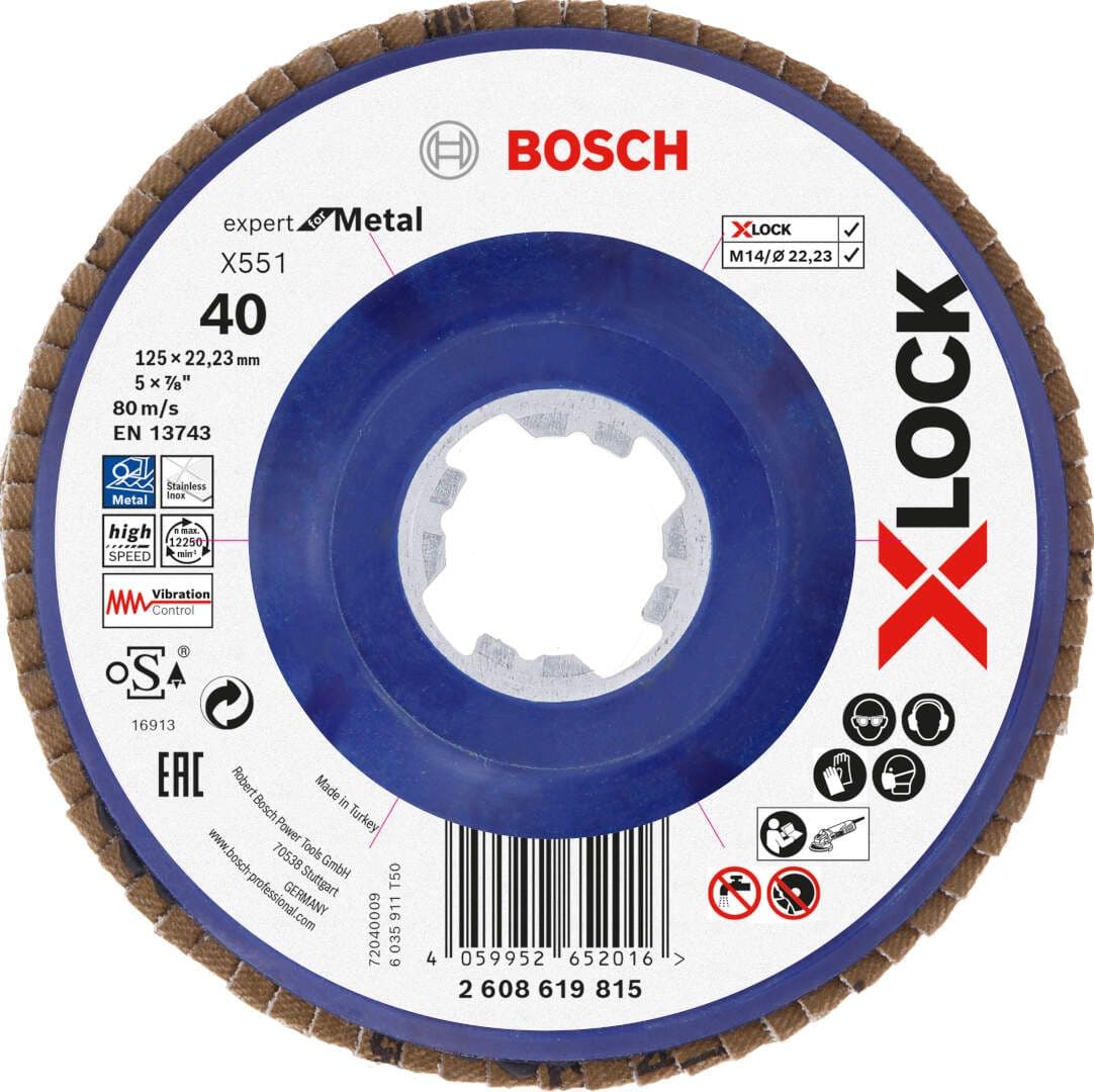 Bosch X-LOCK flap disk X551 P40 125 mm ravni, 2608619815