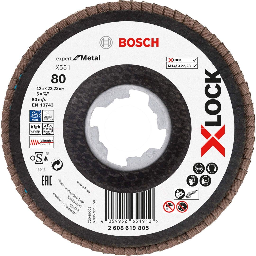 Bosch X-LOCK flap disk X551 P80 125 mm ugaoni, 2608619805