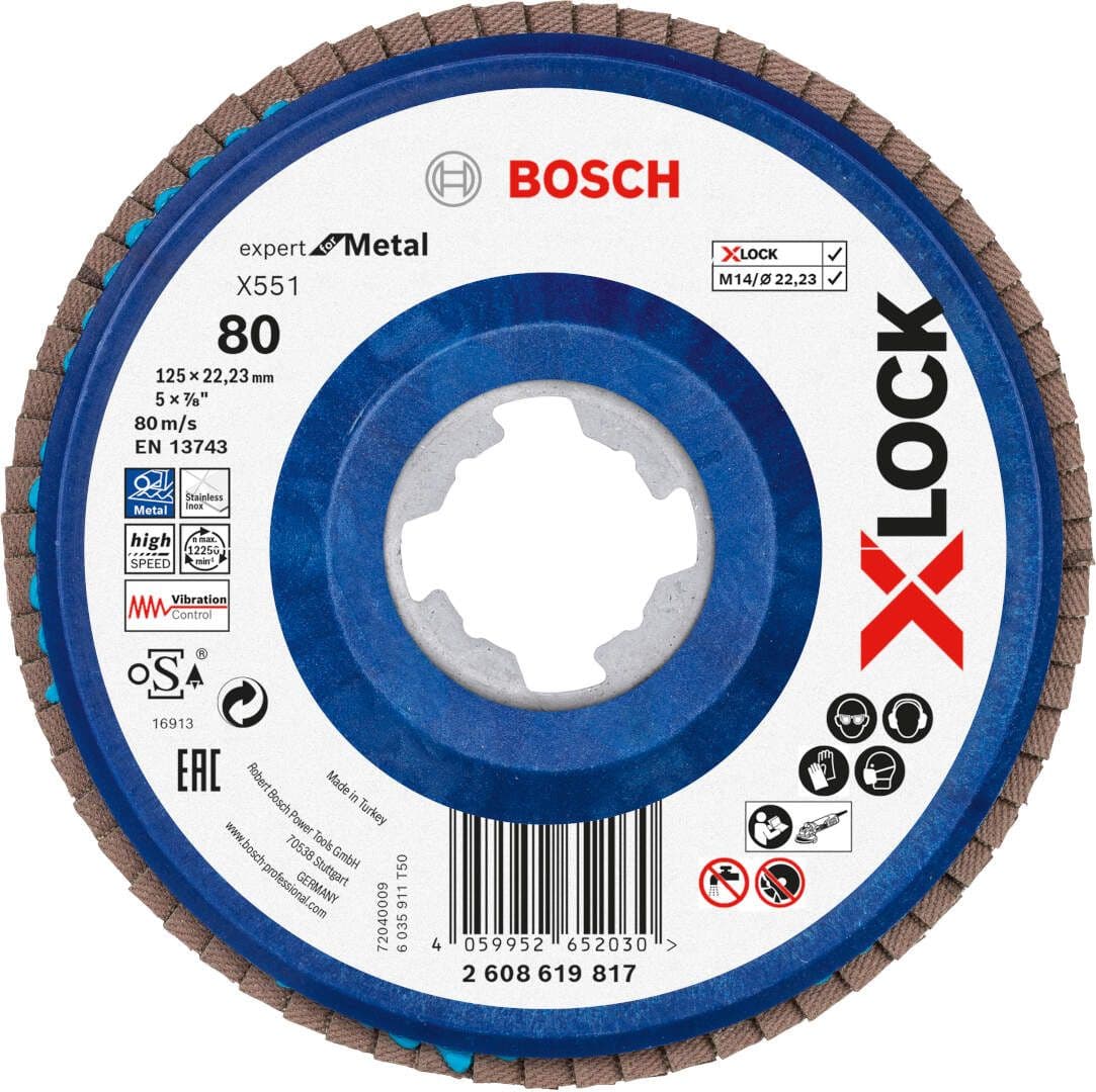 Bosch X-LOCK flap disk X551 P80 125 mm ravni, 2608619817