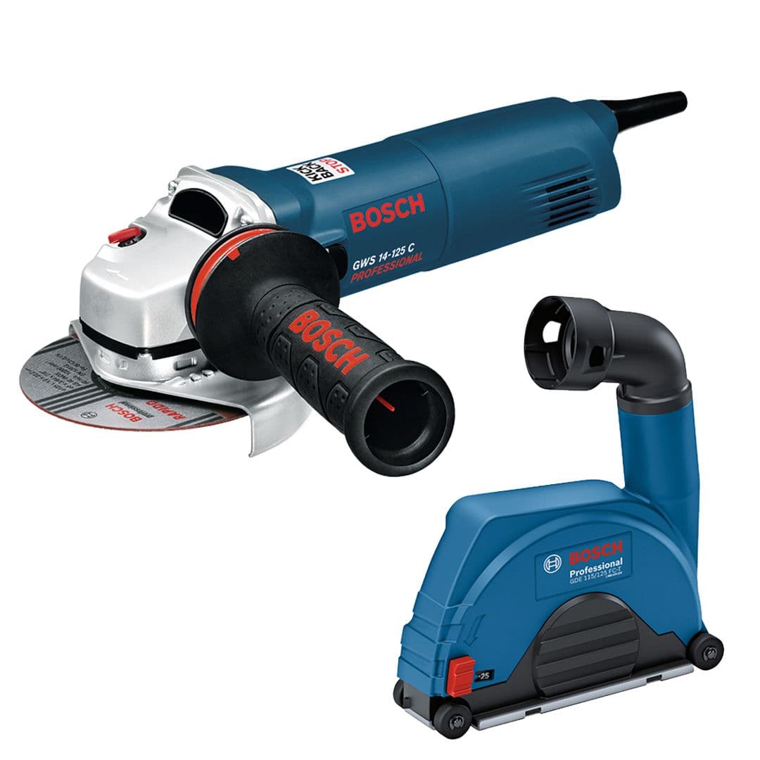 Set Bosch GWS 14-125 električna ugaona brusilica + GDE 115/125 FC-T nastavak za usisavanje, 0615A5004R