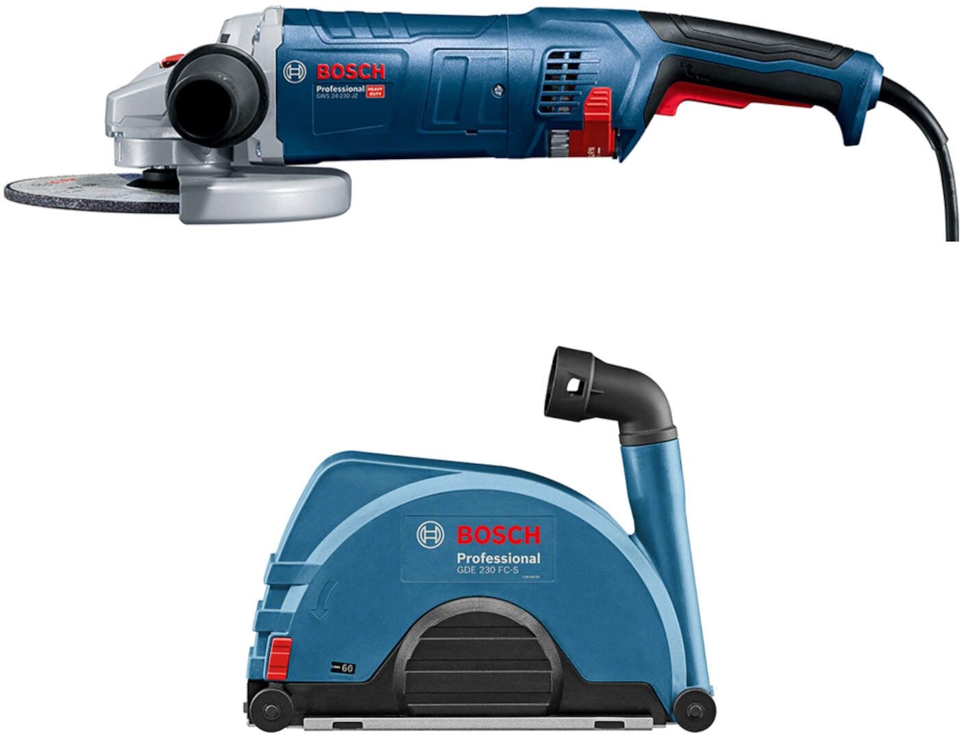 Set Bosch GWS 24-230 JZ električna ugaona brusilica + GDE 230 FC-S nastavak za usisavanje, 0615A5004S